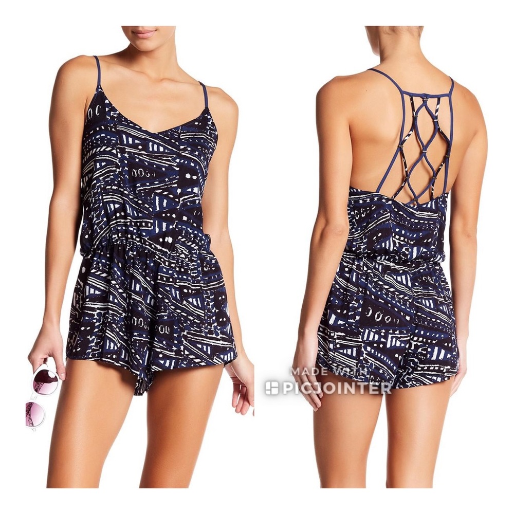Dolce Vita Lattice Back Cover Up Romper Dusk M Blue Navy